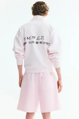 Short Relaxed Fit en molleton - Rose clair/Metallica — photo 2