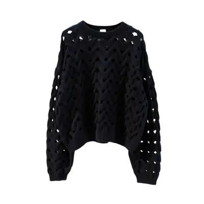 Pull torsadé en coton et lin Bleu Marine 24 127 - CT Plage — photo 2