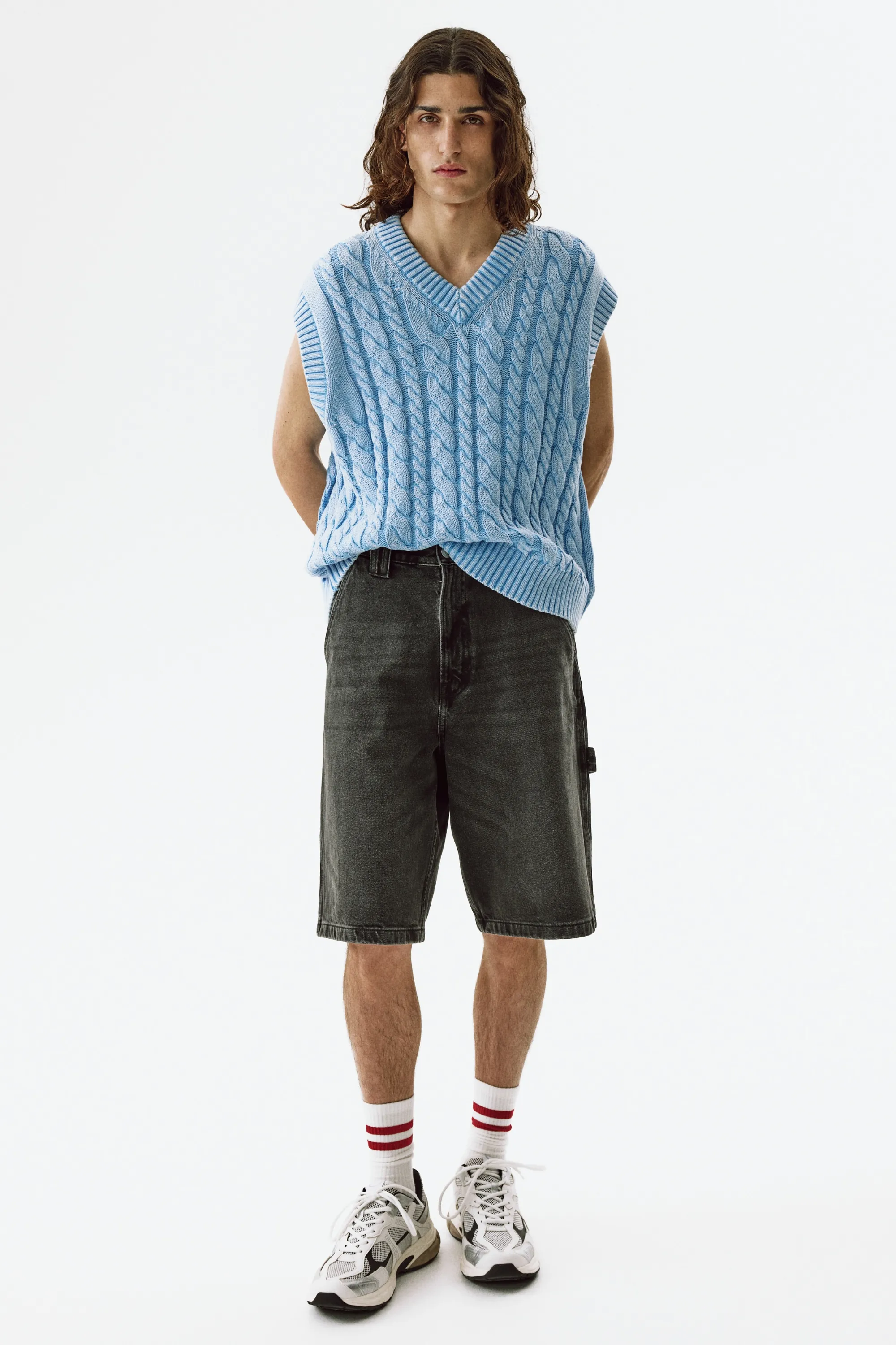 Pull sans manches Relaxed Fit en coton - Bleu ancien clair