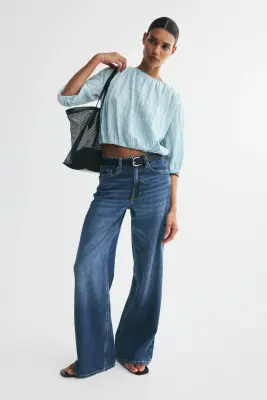 Blouse texturée avec base à effet boule - Turquoise clair — photo 2