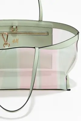 Sac shopping en mesh - Vert clair/rayé — photo 3