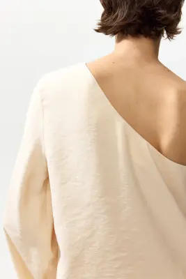 Top asymétrique en modal mélangé - Crème — photo 1