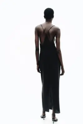 Robe à bretelles fines avec dentelle - Noir — photo 2