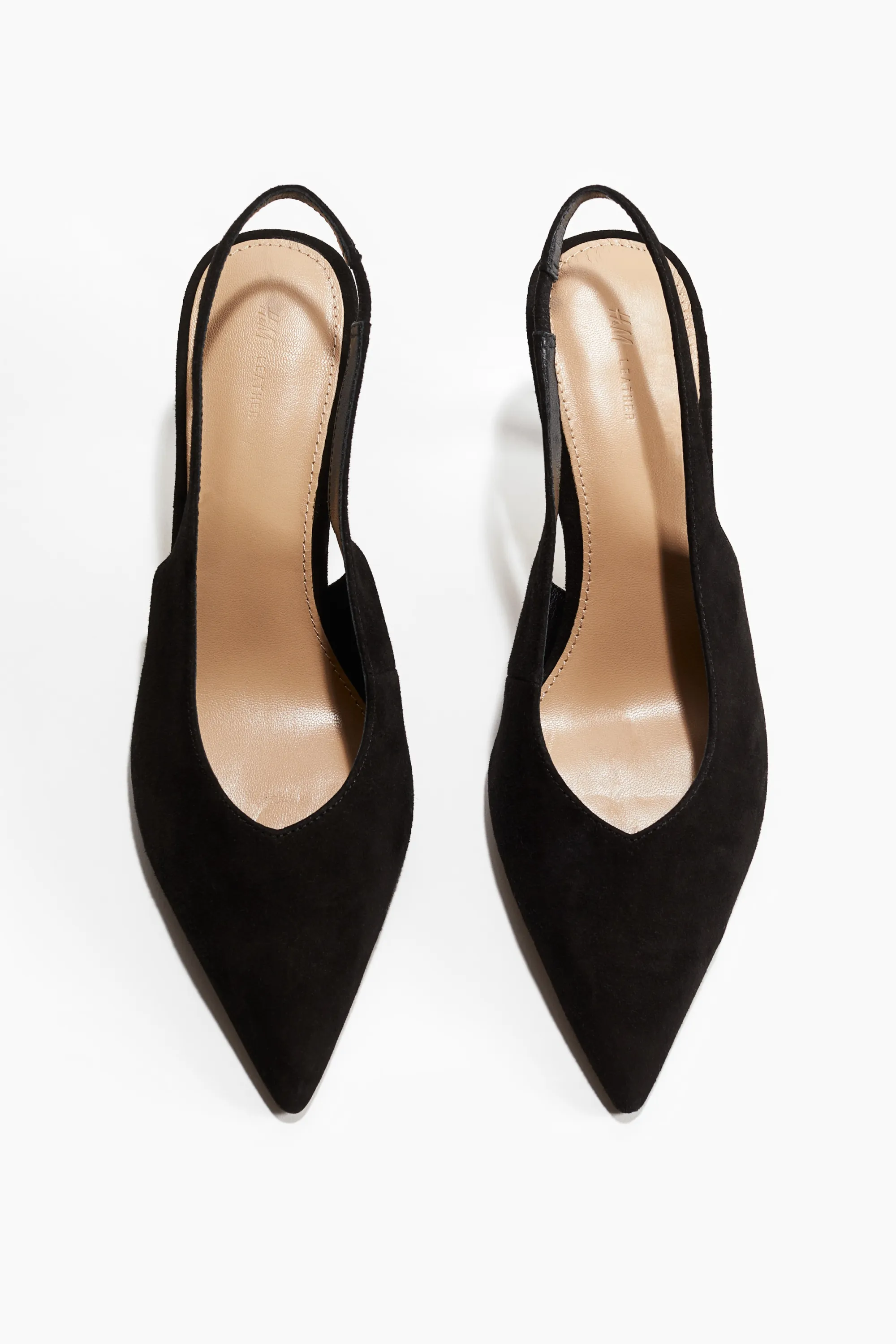 Escarpins en cuir velours avec bride arrière - Noir