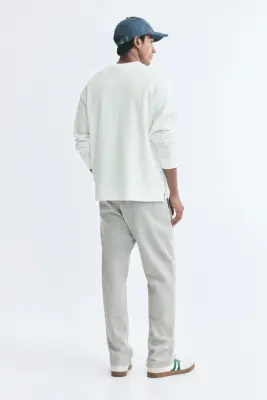 Pantalon jogger Regular Fit en interlock - Gris clair chiné — photo 1