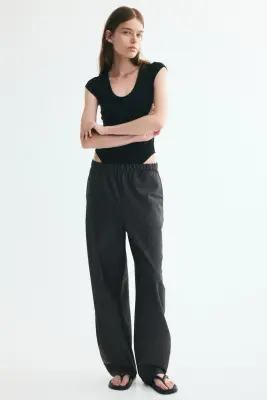 Pantalon barrel en jersey romanite - Noir — photo 2
