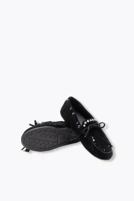 Mocassins en cuir à strass — photo 4
