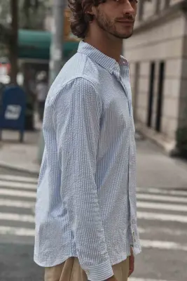 Chemise Paradis rayures bleues et blanches — photo 3
