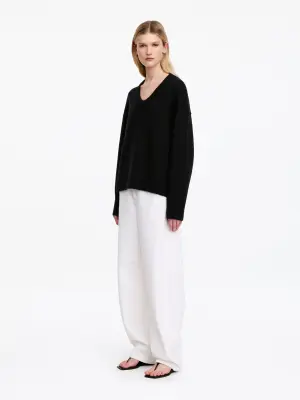 Pull décontracté en laine - Noir — photo 1