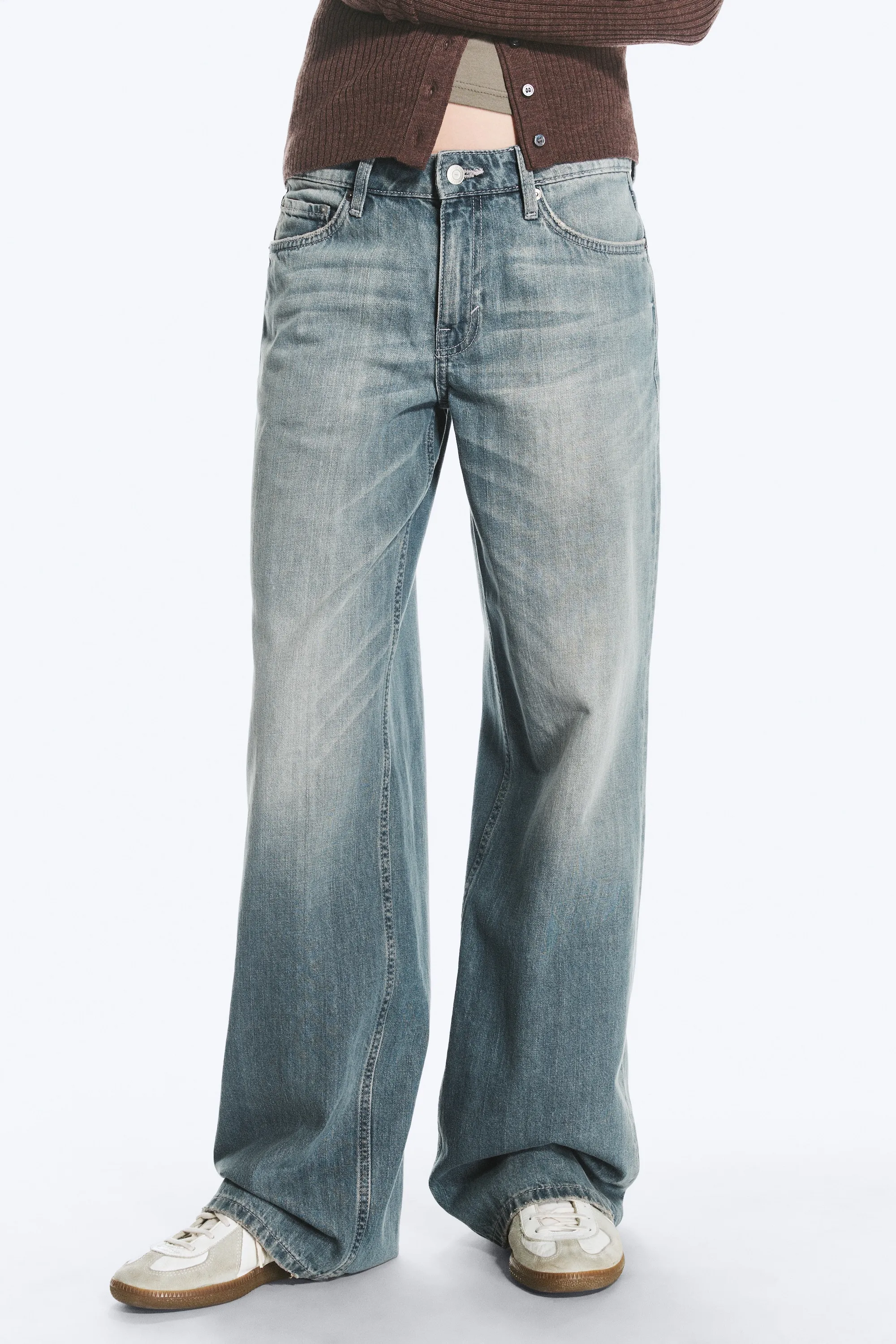Jean jambe large taille basse Ample - Gloria Blue - Bleu moyen