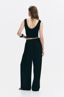 Pantalon ballon avec taille élastique - Noir — photo 2