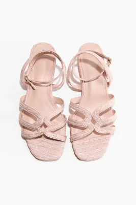Sandales en paille tressée - Rose clair chiné — photo 5