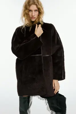 Manteau duveteux - Marron foncé — photo 1
