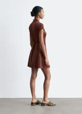 Robe-chemise courte en jacquard - Marron foncé — photo 5