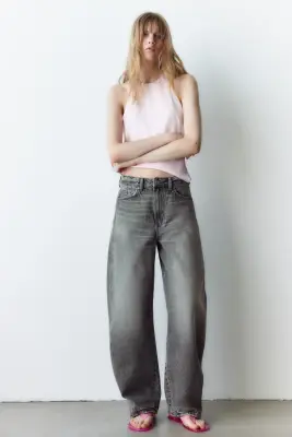 Barrel High Waist Jeans - Gris denim — photo 3