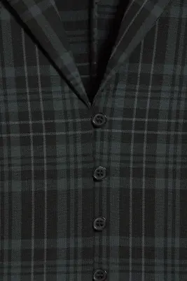 Chemise trapèze à manchettes longues - Noir à carreaux — photo 4