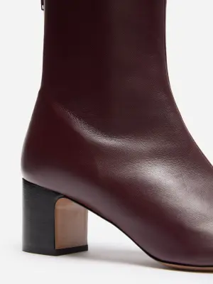 Bottines en cuir de style chaussette - Rouge foncé — photo 4