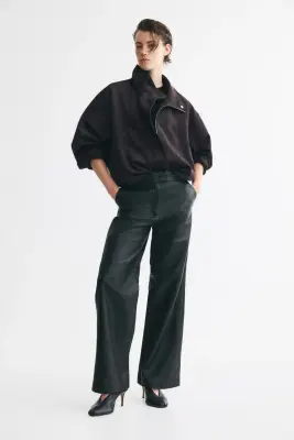 Veste oversize avec base à effet boule - Marron foncé — photo 1