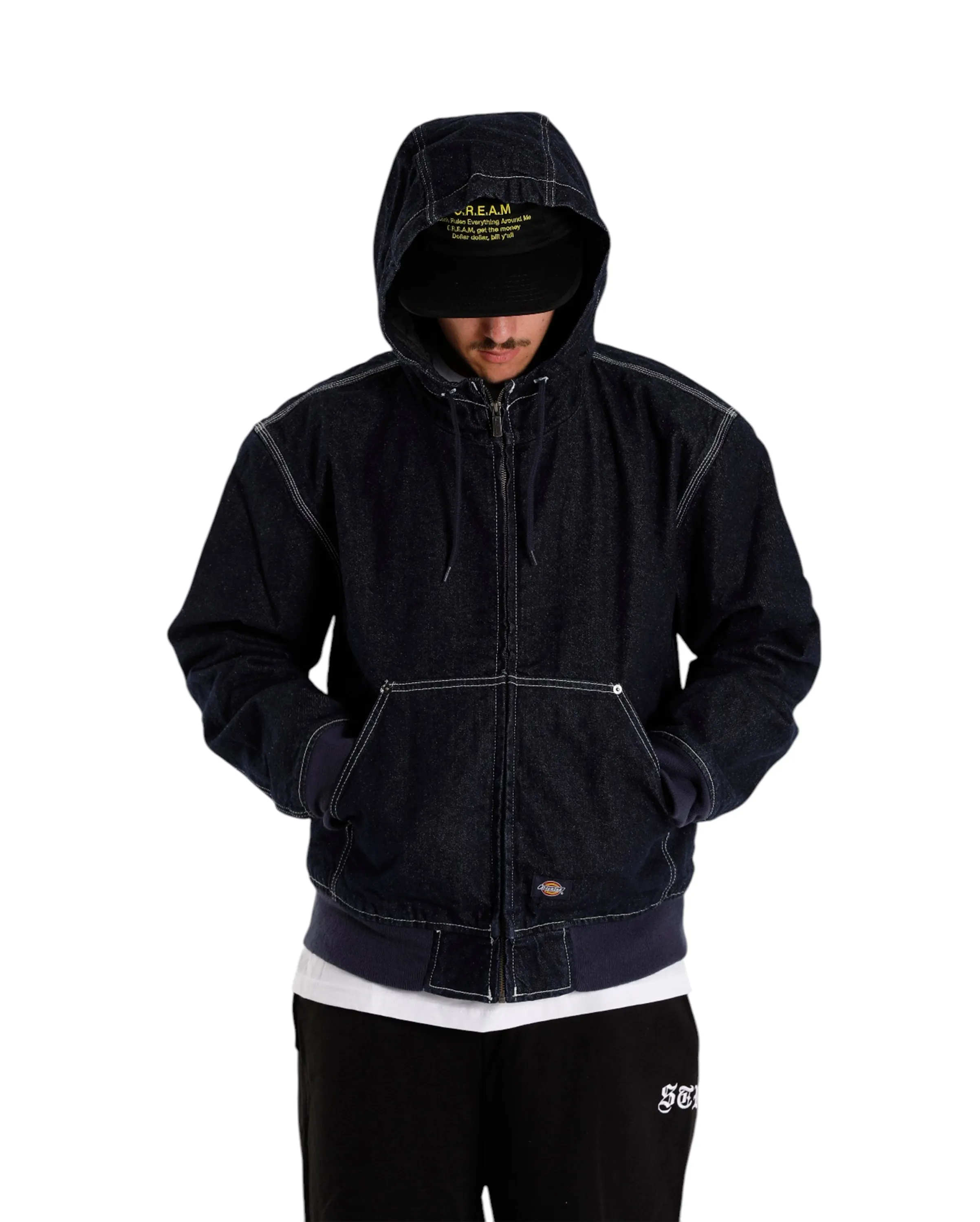 Hooded Denim Jacket Rinsed Navy