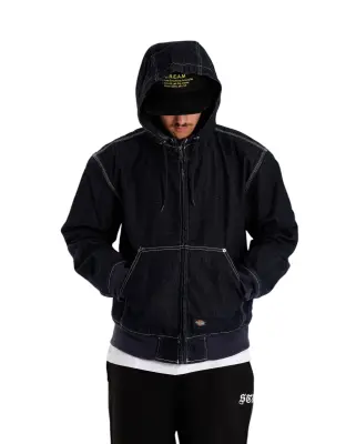 Hooded Denim Jacket Rinsed Navy — photo 1