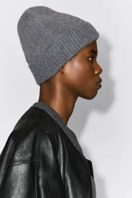 BONNET EN PUR CACHEMIRE - GRIS FONCÉ — photo 6