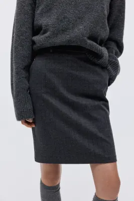 Jupe crayon en jersey - Gris chiné/rayé — photo 1