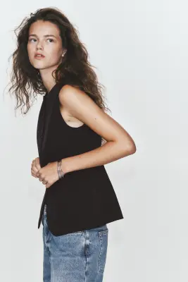 Gilet sans manches ajusté - Noir — photo 3