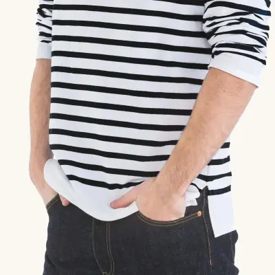 La marinière marine nationale Blanc / Noir homme — photo 3