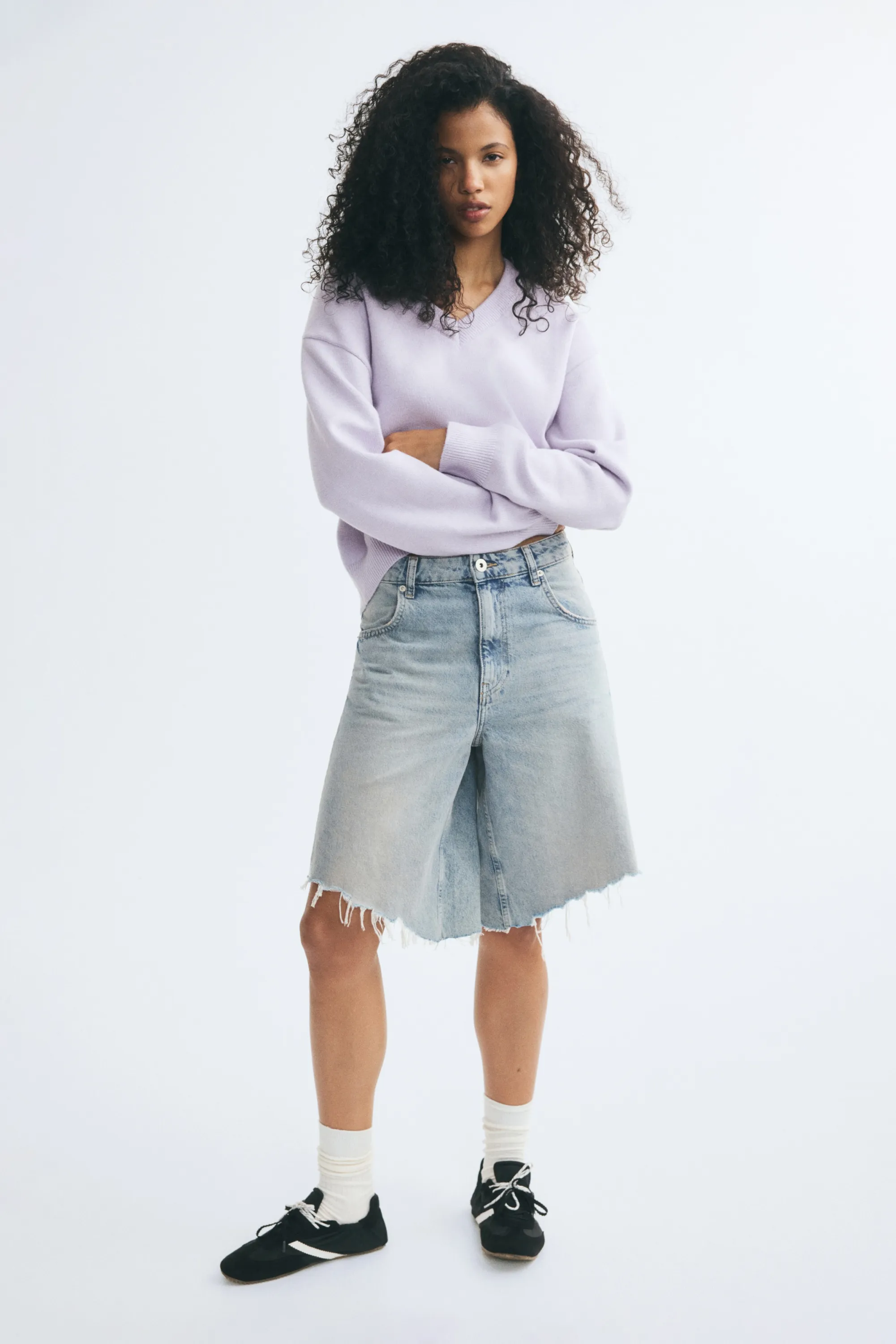 Pull à encolure en V - Violet clair
