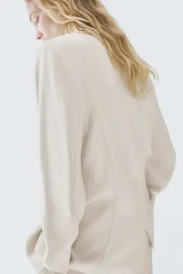 Blazer croisé avec broche - Beige clair — photo 4