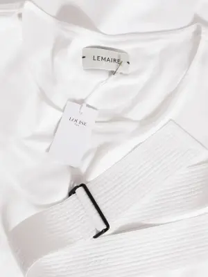 Robe mi-longue en jersey de coton blanc ceinturé Prix boutique 290€ Taille 40 — photo 2