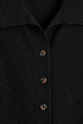 CHEMISE À NOUER EN MAILLE DE LAINE - NOIR — photo 2