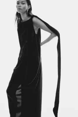 Robe avec détail à nouer - Noir — photo 3