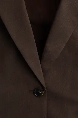 Blazer à fermeture droite en twill - Marron foncé — photo 4