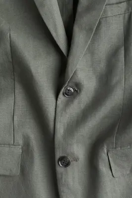 Veste Slim Fit en lin - Vert — photo 2