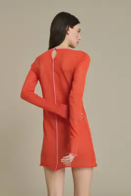 ROBE IRENE MINI ROUGE ORANGÉ — photo 3