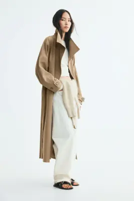 Trench-coat oversize en twill - Beige — photo 3