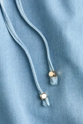 Wide paper bag trousers - Bleu denim clair — photo 5