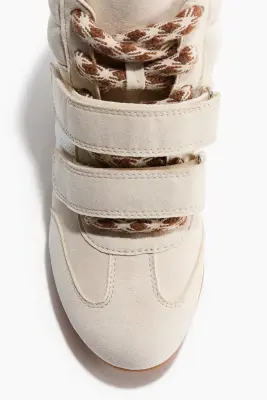 Sneakers montantes à talon compensé - Beige clair/blanc — photo 2