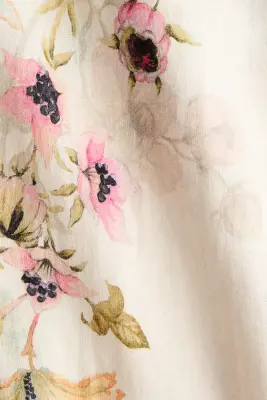 Chemise en lin mélangé - Crème/fleuri — photo 4