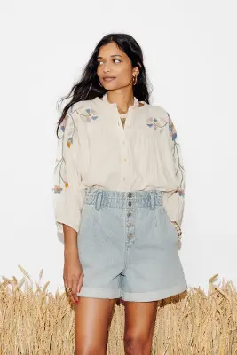Chemise brodée gaze de coton — photo 3