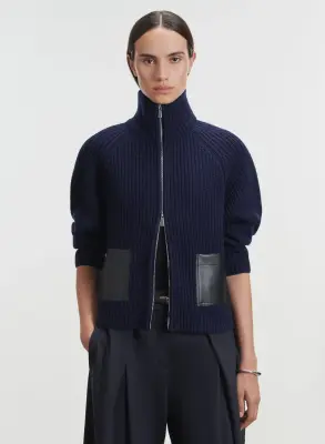 Gilet en cuir et laine mérinos