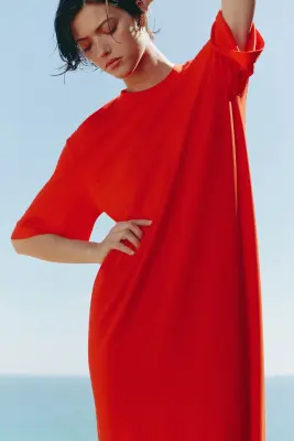 Longue robe T-shirt - Rouge vif — photo 1