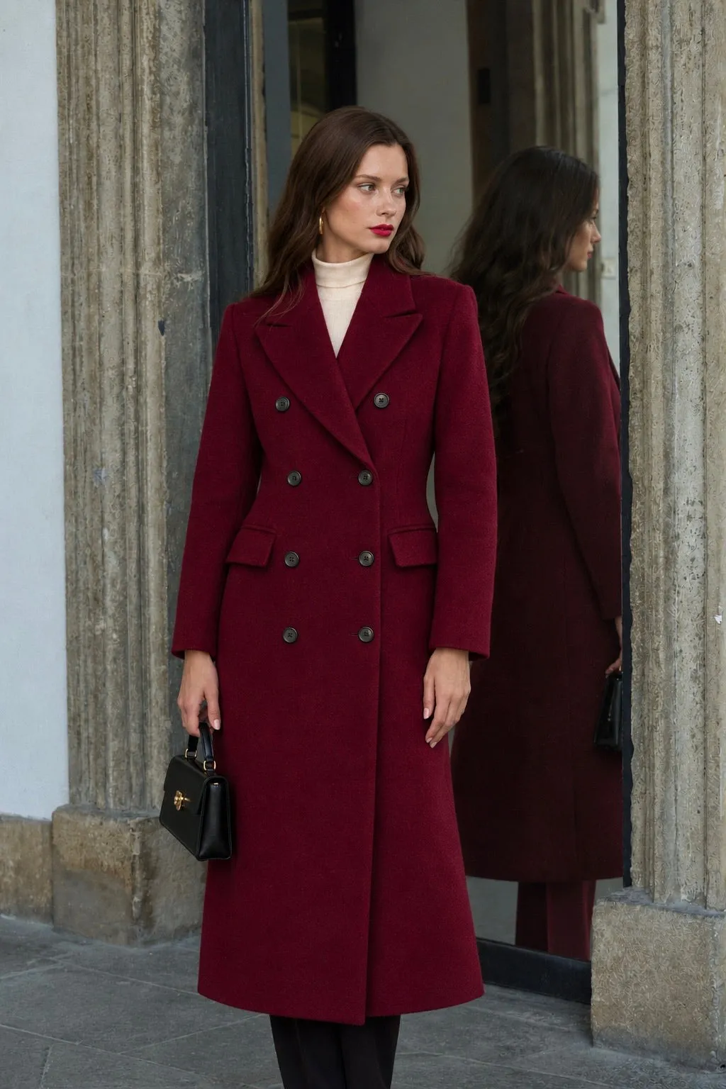 Frederick Wool Coat - Bordeaux