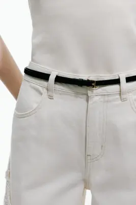 Ceinture en cuir fendu - Noir — photo 1
