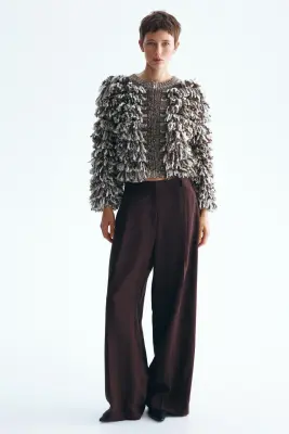 Gilet en maille bouclette - Marron/blanc — photo 3