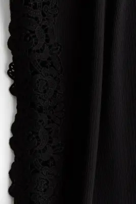 Débardeur côtelé avec dentelle - Noir — photo 3