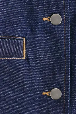 Veste sans col en denim - Bleu denim foncé — photo 4