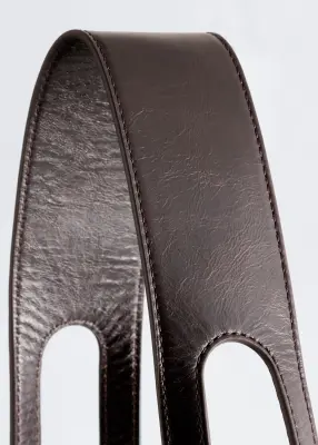 Sac porté épaule en cuir à silhouette basse - Marron foncé — photo 3