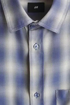 Chemise Relaxed Fit - Bleu clair/carreaux — photo 5